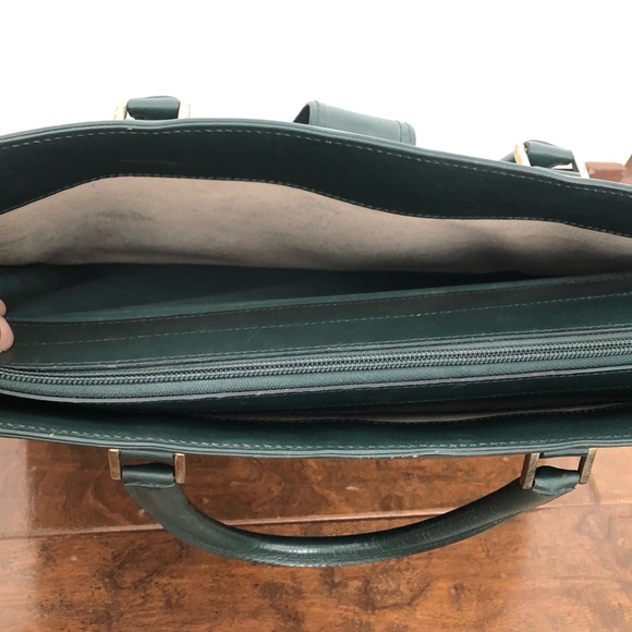 Vintage Green Leather Mark Cross Briefcase with Gold Hardware - Picture 6 of 11